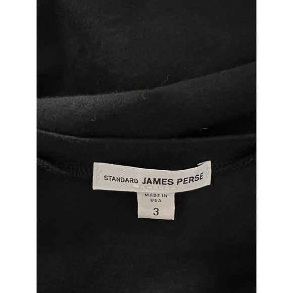 Standard James Perse Top Womens 3 Large Black Long Sleeve Ruched Side Tee Shirt - Picture 11 of 14